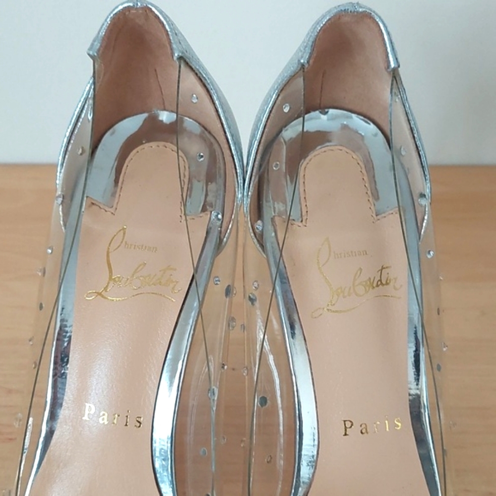 CHRISTIAN LOUBOUTIN Degrastrass 100 pump in transparent PVC decorated with cryst - Picture 9 of 16
